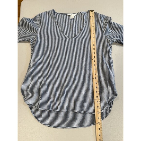 H&M Top Womens 6 Seersucker Striped Coastal Quiet Luxury Old Money Travel Preppy - Picture 4 of 6